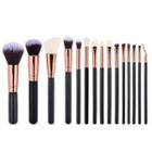 Set Of 15: Makeup Brush Set Of 15 - Black - One Size