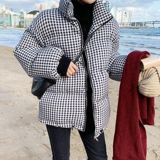 Gingham Padded Jacket Black - One Size