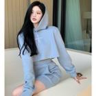 Loose-fit Crop Hoodie / High-waist Mini Skirt
