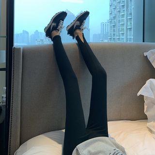 Plain Split Hem Leggings