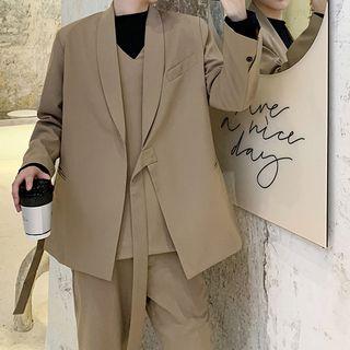 Tie-waist Blazer / Vest / Straight-cut Dress Pants