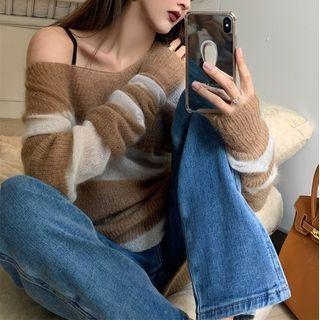 Striped Sweater Stripes - Camel & White - One Size