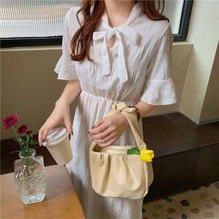 Ruffle-sleeve Lace-up Dress