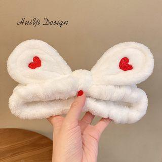 Heart Embroidered Bow Face Wash Headband