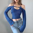 Set: Halter Neck Camisole Top + Shrug Blue - M