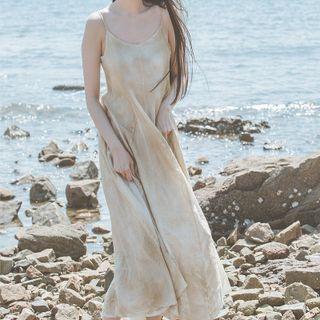 Spaghetti Strap Midi A-line Dress Coffee - One Size