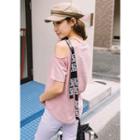 Cutout-detail Lettering-strap T-shirt