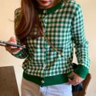 Checked Cardigan As Shown In Figure - One Size