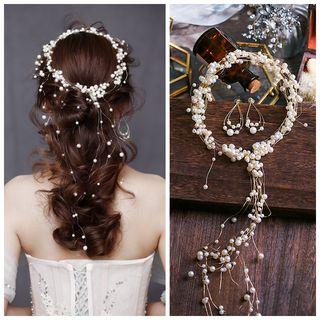 Bridal Faux Pearl Headpiece / Earring / Choker