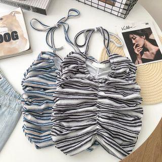 Striped Cropped Suspender Top