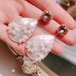 Shell Waterdrop-shaped Flower Drop Earring  - Waterdrop Pearl