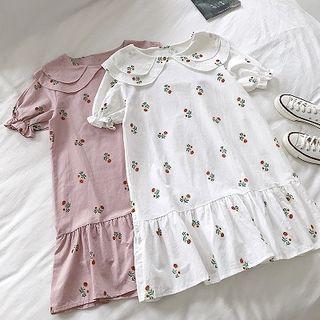 Floral Peter-pan Collar Ruffled-trim Dress