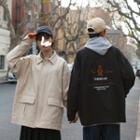 Couple Matching Embroidered Zip Cargo Jacket
