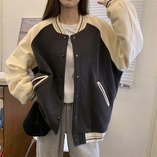 Contrast Trim Panel Long-sleeve Baseball Jacket (various Designs)