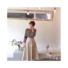 Layered-front Flare Long Skirt