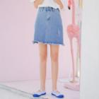 Frayed A-line Denim Mini Skirt