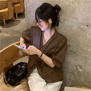 Long-sleeve V-neck Cross Shirt