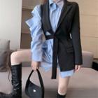 Plain Cutout Long-sleeve Shirt / Jacket