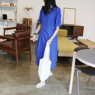 V-neck Pintuck Long Dress