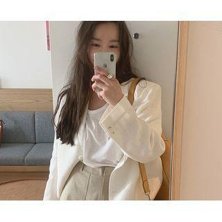 [dearest] Single-breasted Welt-pocket Blazer (ivory) One Size