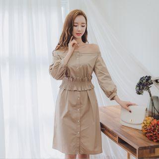 Off-shoulder Smocked Dress