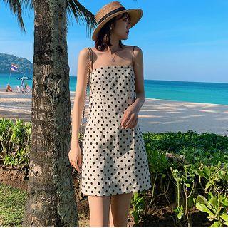 Spaghetti-strap Dotted Mini A-line Dress