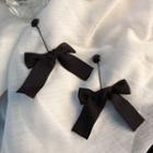 Fabric Bow Dangle Earring 1 Pair - Silver Needle - As Shown In Figure - One Size