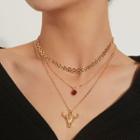 Layered Cow Skull Chain Necklace