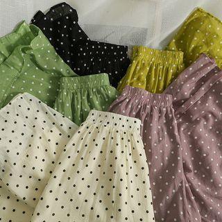 Elastic High-waist Dotted Midi Skirt In 5 Colors
