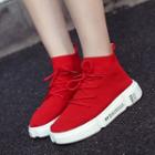 Knit Fabric High-top Sneakers