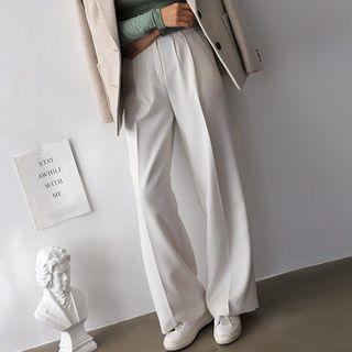 Fleece-lined Wide-leg Dress Pants Black - S