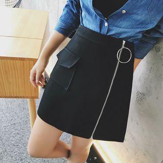 Hoop Zipped A-line Skirt