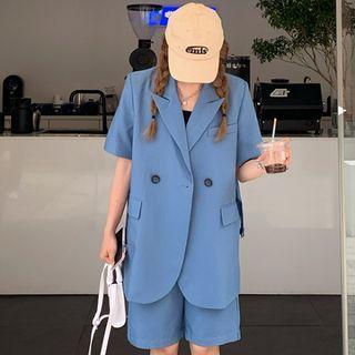 Set: Short-sleeve Blazer + Loose Fit Shorts