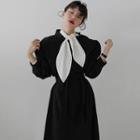 Long-sleeve Ribbon Shirt / Long-sleeve A-line Midi Dress