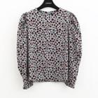 Puff-shoulder Cotton Leopard Top