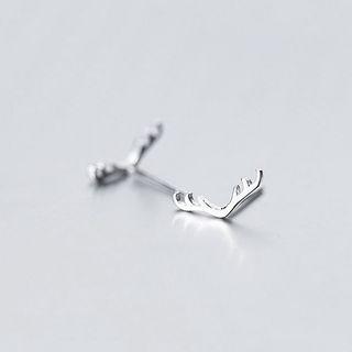 925 Sterling Silver Deer Horn Earring 1 Pair - S925 Sterling Silver - Silver - One Size