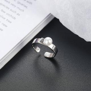 Faux Pearl Open Ring Silver - Size No. 14