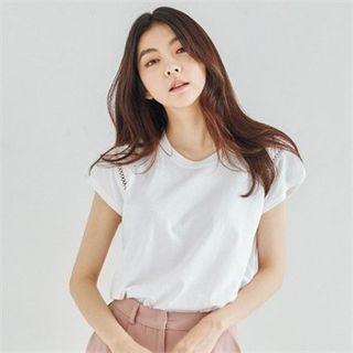 Cap-sleeve Perforated T-shirt