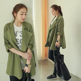 Wide-lapel Open-front Jacket