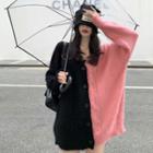 Two-tone Cardigan Black & Pink - One Size
