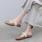 Genuine Leather Square Toe Bow Accent Sandals