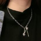 Alloy Rabbit & Star Pendant Necklace 1 Pc - Silver - One Size