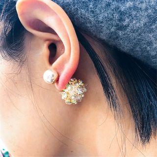 Faux Pearl Rhinestone Through & Through Earring