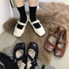 Faux Shearling Paneled Mary Jane Shoes