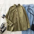 Double-pocket Single-breasted Long-sleeve Cargo Blouse