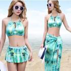 Set: Print Keyhole Front Bikini + Beach Cover-up