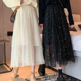 Mesh High-waist A-line Skirt