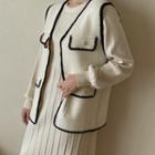 Open-front Flap-detail Piped Vest