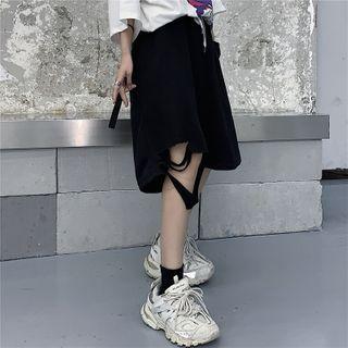 Distressed Wide Leg Sweatshorts
