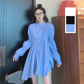 Ruched Long-sleeve Loose-fit Blouse